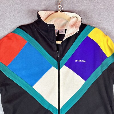 Vintage 90s McGregor Mens Medium Track Jacket Colorblock Blue White Yellow