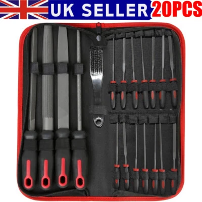 20 PCS Metal Hand & Needle File Tool Set Large & Fine Micro Steel Files Hi-Spec