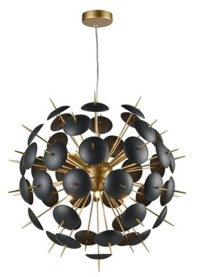 FRANKLITE Gold Schwarz Metallspieß Seeigel Sputnik Pendelleuchte 12 Leuchten Deckenmontage