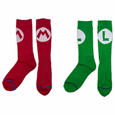 Super Mario Mario & Luigi Mens Crew Socks 2 P...