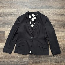 Chicos Black Blazer One Button Collared Jacket Polka Dot Interior