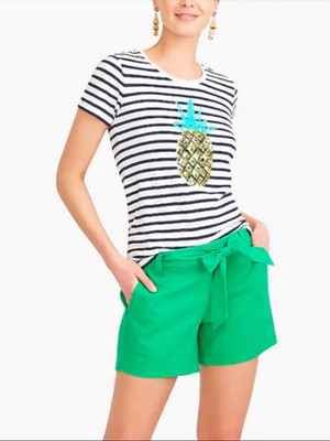 J.CREW Striped Sequin Pineapple T-Shirt - Size Large