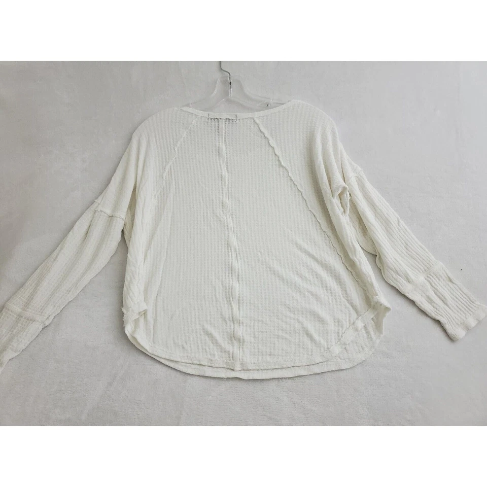 Почти известный женщин XL белый вафель трикотажа верхний длинным рукавом большого размера пуловер - Изображение 2 из 4