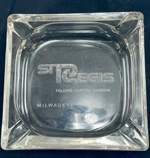 Vintage 1980s Block Crystal catchall tray or ashtray MINT Etched w/StRegis