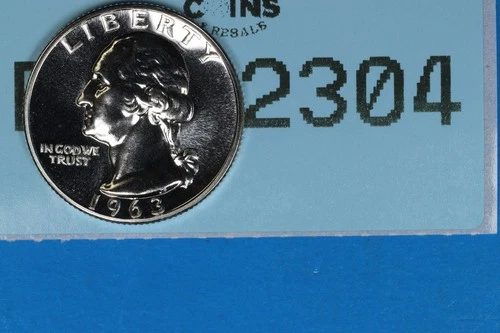 1963 PROOF 25C WASHINGTON SILVER QUARTER EARLY US TYPE COIN RAW-2304
