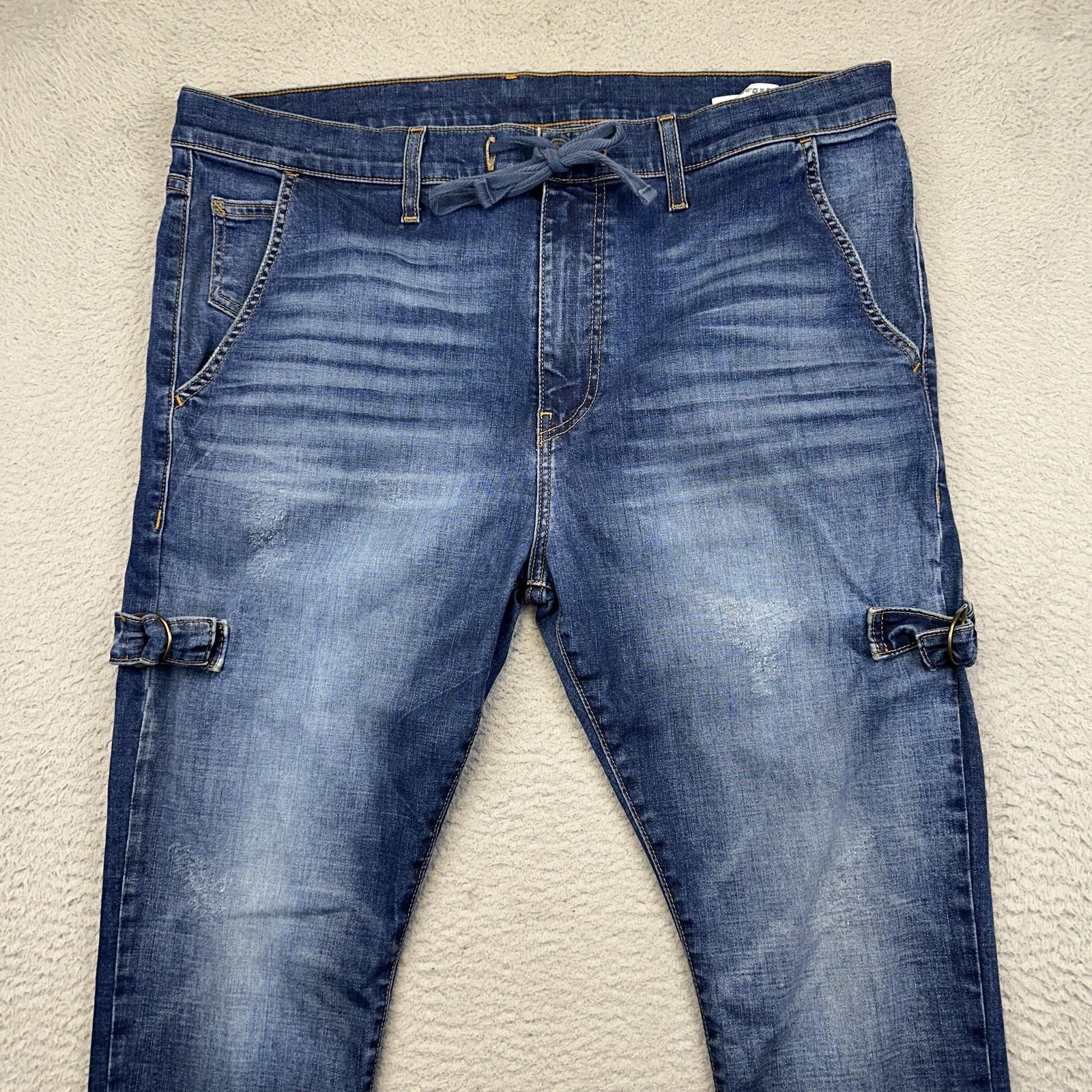 True Religion Jeans Mens 38 Blue Stretch Denim Buckle Detail Made USA Modern Fit thumbnail 3