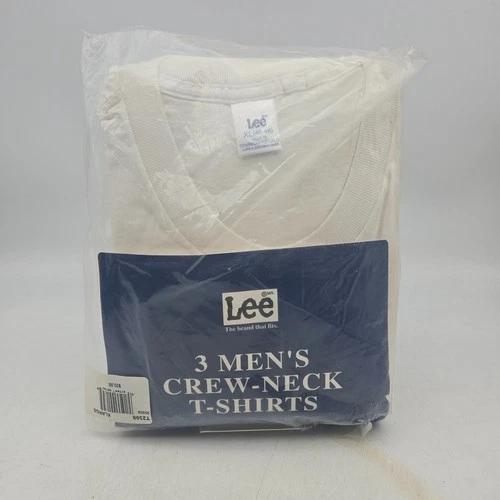 Vintage Lee Crew Neck T Shirts Undershirt Mens Extra Large White 3 Pack Cotton