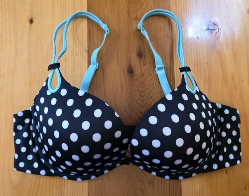 Victoria’s Secret Sexy Little Things Push Up Bra Blue Black White Polka Dot 36C