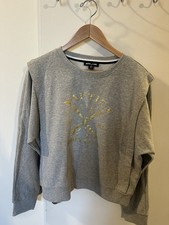 Nautica Jeans women Gray Crewneck Pullover Sweatshirt Logo Graphic Print Size L
