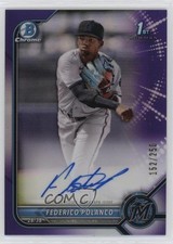 2022 Bowman Chrome Prospect Purple Refractor 152/250 Federico Polanco Auto 2a9