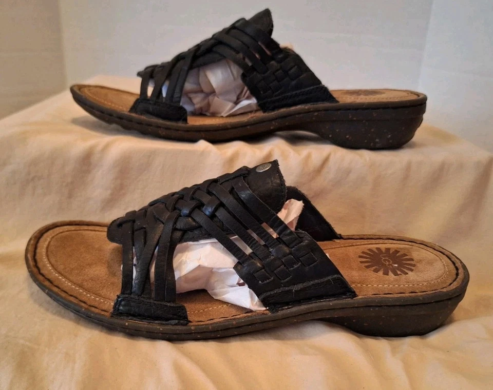 Sandalias de cuero Ugg Keala Huarache sin cordones negras talla 10 Foto 4 de 4