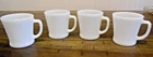 Vtg Anchor Hocking Fire King White Milk Glass D Handle Coffee Mugs USA Set of 4