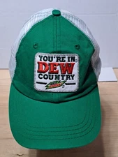 Mountain Dew You're In Dew Country Hat Cap Adjustable Hook & Loop Mesh Green