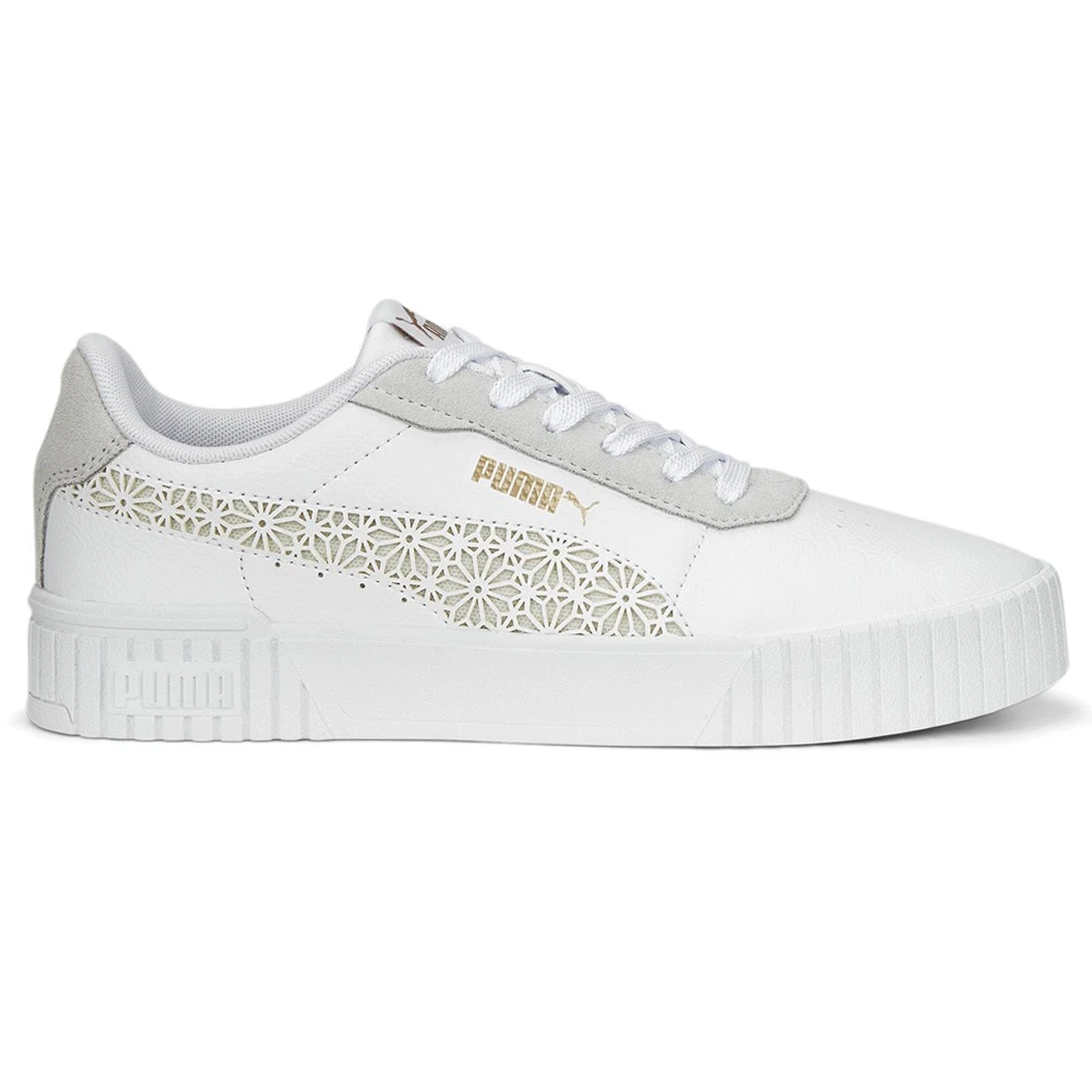 Scarpe casual sneakers PUMA Carina 2.0 taglio laser stringate donna bianche 38938901