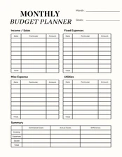Digital Editable PDF Monthly Budget Planner Printable Instant Downloadable