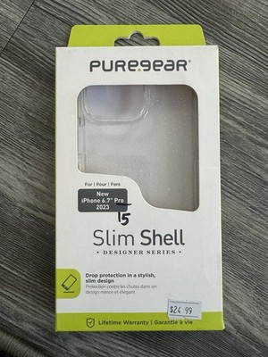PureGear Slim Shell Designer Series Case iPhone 15 Pro Max Clear, Drop Protect