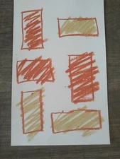 Neutral Minimalism Square Crayon Drawing Signed Dated On 5x8 Paper