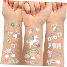 Temporary Tattoo for Kids Rainbow Flower Cute-118 Glitter Styles Crown Unicorn
