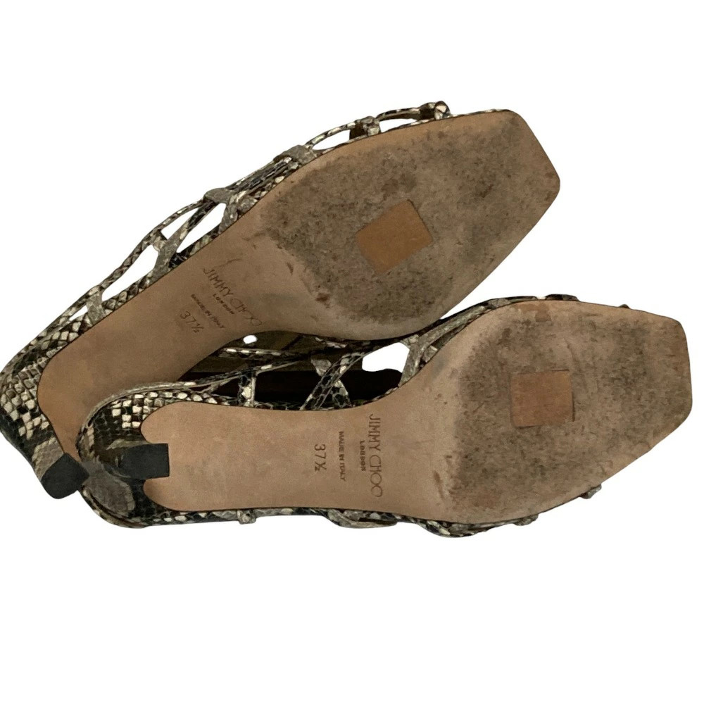 Jimmy Choo Python Pattern Strap Mule Sandals Beig… - image 7