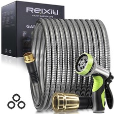 50FT Metal Garden Hose - Stainless Steel, Heavy Duty, Flexible  Lightweight,...