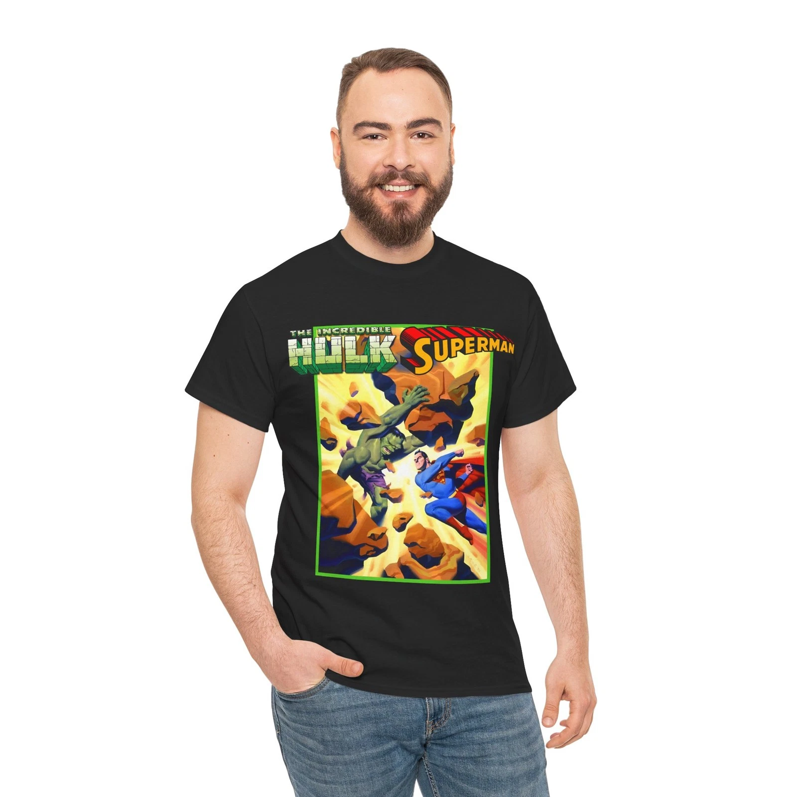 Hulk Vs Superman T-Shirt - Steve Rude Art - DC Comics & Marvel 90s Crossover