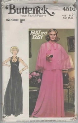 CUT Sewing Pattern 4516 Ladies formal Long flared stretch knit dress & cape 14 - image 1 of 2