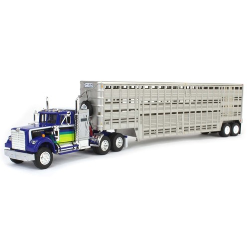 1/64 White Western Star 4900 with Vintage Wilson Livestock Trailer, DCP 60-1944 - Picture 1 of 5