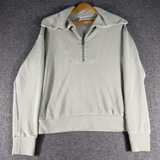 Varley DoubleSoft Mock Neck Green 1/4 Zip Pullover Knit Stretch Small Preppy