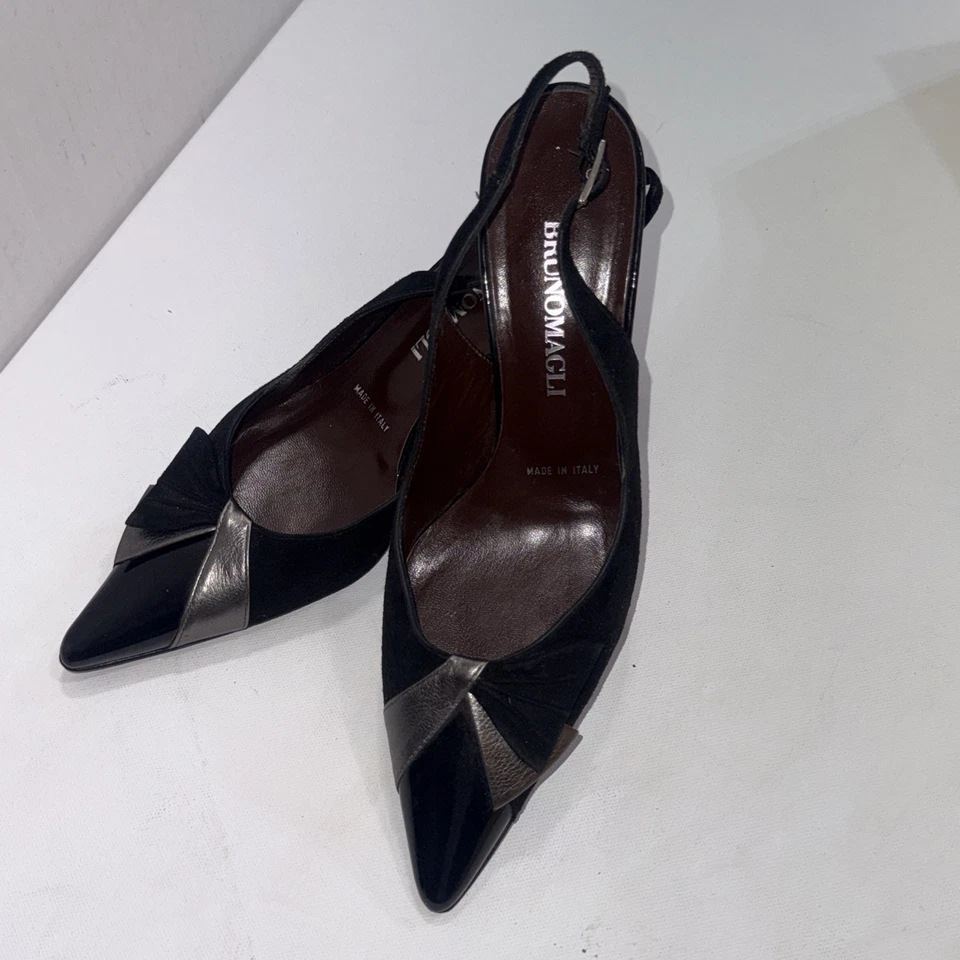 Zapatos de salón de colección Bruno Magli Old Money clásicos de diseñador de cuero italiano punta 7,5 Foto 2 de 4