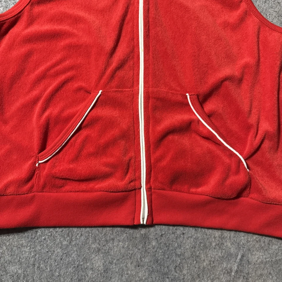 Chaleco con Capucha Cremallera Completa Catalina Vintage para Mujer XL Rojo Terry Tela Bolsillos Retro Foto 2 de 4