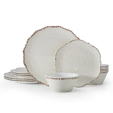 Chateau 12 Piece Outdoor Melamine Dinnerware Set, Service for 4, White