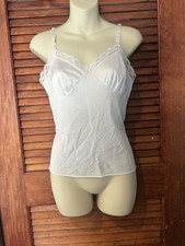 Vintage Camisole Beige Satin  Lace Deena Cami Teddy Lingerie Size S 34 USA