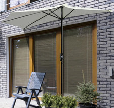 2.7m Garden Half Parasol, Outdoor Balcony Umbrella with 5 Steel Ribs Cream