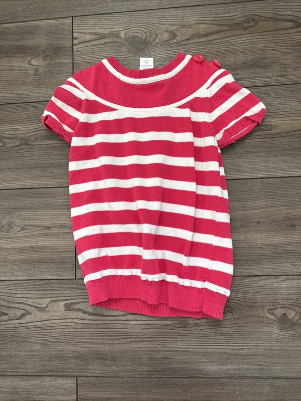 Girls Pink And White Striped Sweater - Gymboree - Size 7-8