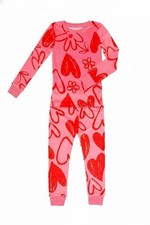 Carter's Girl's Valentine's Day Hearts Soft Velour Pink Long-Sleeved Pajama Set