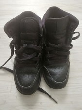 Nike Air Jordan 1 Mid Youth Kids Size 1Y All Black Leather Shoes