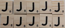 13 x J Scrabble Letter Tiles Wooden