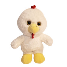 Peluche de gallo de pollo blanco 13" Kellytoy con ojos brillantes amarillos 2017 relleno