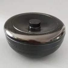 Wooden Shaving Soap Bowl with Lid for Men Easy Black