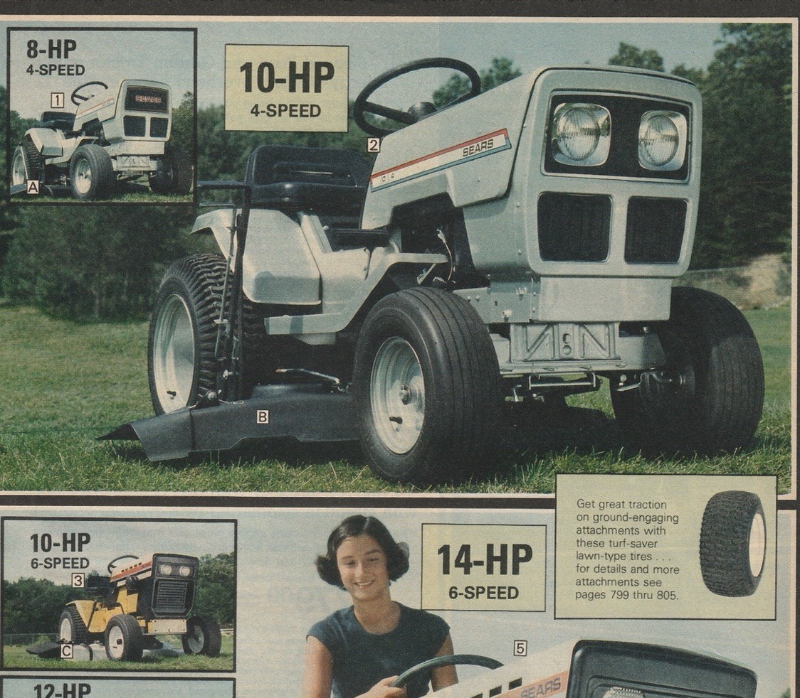 Vintage 1977 Sears Lawn Tractors 10-14 HP Original Print Ad