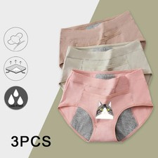 Cotton Menstrual Panties Leak Proof High Rise Womens Period Wear 3 Pcs