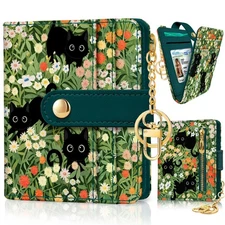 Jogjam Black Cat Floral Rfid Women Wallet, Small Slim Thin Credit Card Wallet...