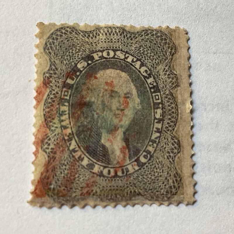 United States Stamp # 37  24 Cents Gray Lilac Washington Used Hinged
