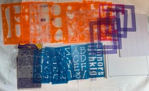 Stencil Lot: Fiskars, Chatterbox, DAX, Journaling Templates + Boards