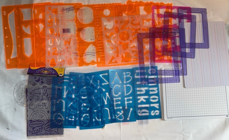 Stencil Lot: Fiskars, Chatterbox, DAX, Journaling Templates + Boards
