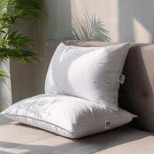 2 Pack Quilted Bed Pillows White Duck Down Feather Standard Queen Size Pillow