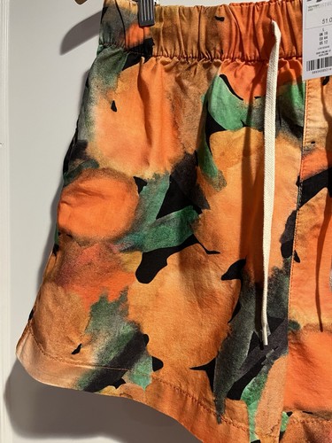 Topshop Abstract Print Drawstring Cotton Shorts in Orange - Size 12 - Afbeelding 5 van 8