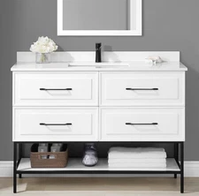 Allen+Roth Renzo 48" White Single Sink Bathroom Vanity with White Stoned Top NEW