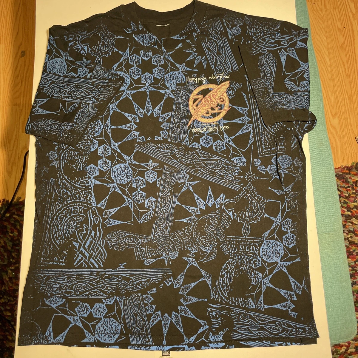 Vintage 1995 Robert Plant Jimmy Page ZOSO World Tour All Over Print Shirt  Large