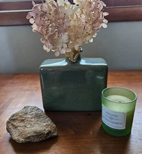 Royal Haeger Pottery Square Vase Vintage Green Modern Boho 2004 4.5"